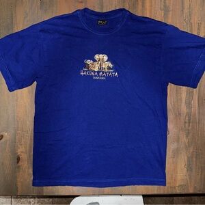 Hakuna Matata Tanzania Embroidered Blue T Shirt 100% Cotton Made In Kenya Nice
